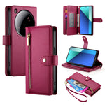 DF-011 For Xiaomi 15 Ultra Case Zipper Pocket Wallet Leather Phone Cover with Straps
