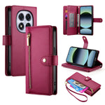DF-011 For Xiaomi Redmi Note 14 Pro 4G Case Zipper Pocket Wallet Leather Phone Cover with Straps