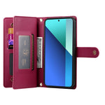 DF-011 For Xiaomi Redmi Note 14 Pro 4G Case Zipper Pocket Wallet Leather Phone Cover with Straps