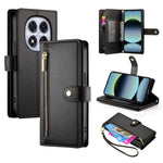 DF-011 For Xiaomi Redmi Note 14 Pro 4G Case Zipper Pocket Wallet Leather Phone Cover with Straps