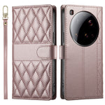 For Xiaomi 15 Ultra Case Rhombus Stitching Wallet Stand Leather Phone Cover with Long  /  Short Strap