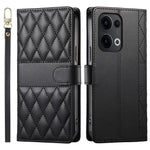 For Oppo Reno13 5G (Global) Case Rhombus Stitching Wallet Stand Leather Phone Cover with Long  /  Short Strap