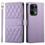 For Oppo Reno13 5G (Global) Case Rhombus Stitching Wallet Stand Leather Phone Cover with Long  /  Short Strap