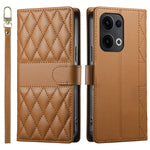 For Oppo Reno13 5G (Global) Case Rhombus Stitching Wallet Stand Leather Phone Cover with Long  /  Short Strap