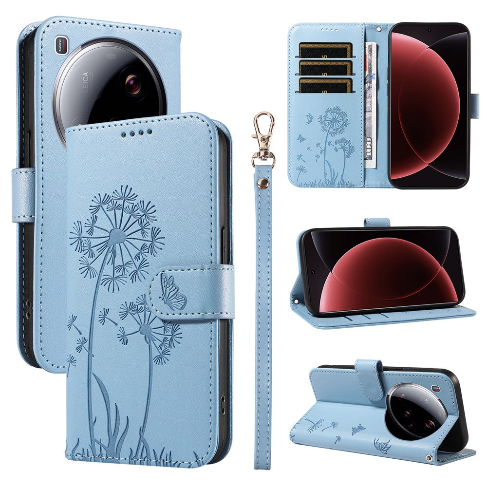 For Xiaomi 15 Ultra Leather Wallet Case with Strap Dandelion Imprint Phone Stand Cover