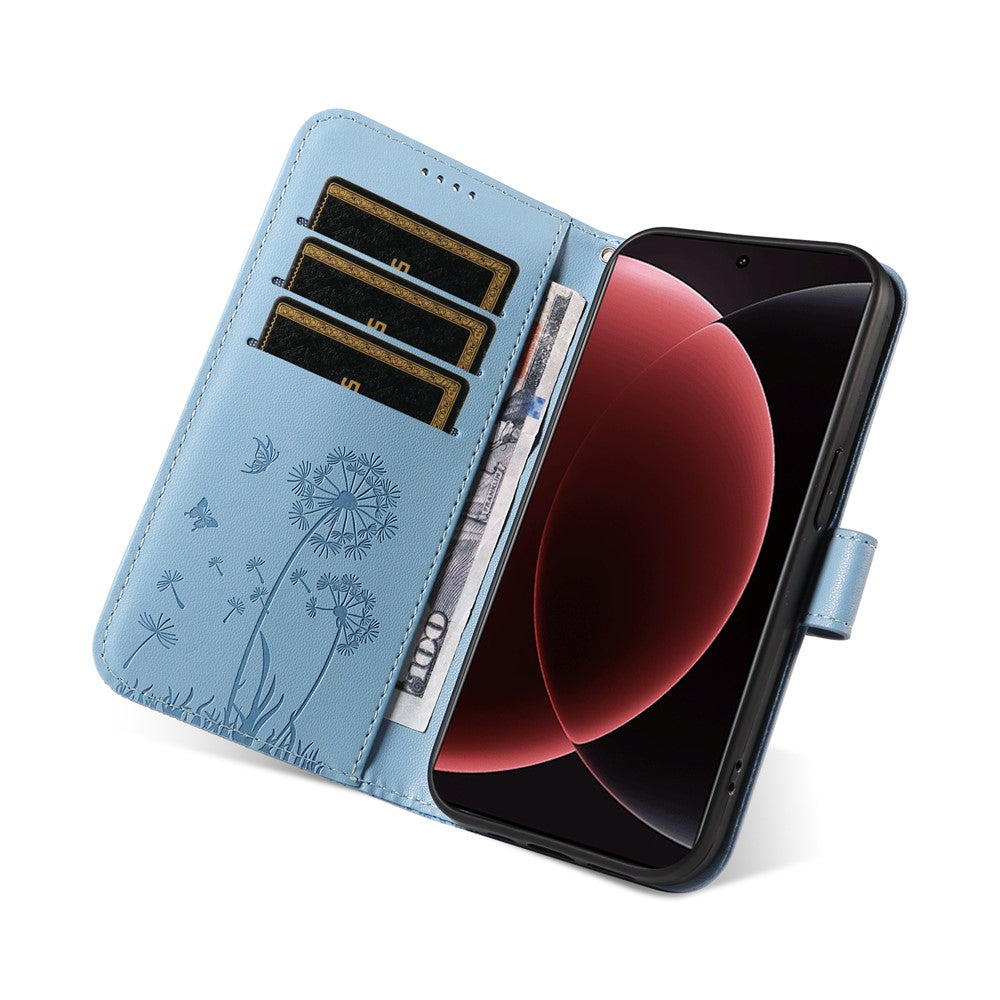 For Xiaomi 15 Ultra Leather Wallet Case with Strap Dandelion Imprint Phone Stand Cover