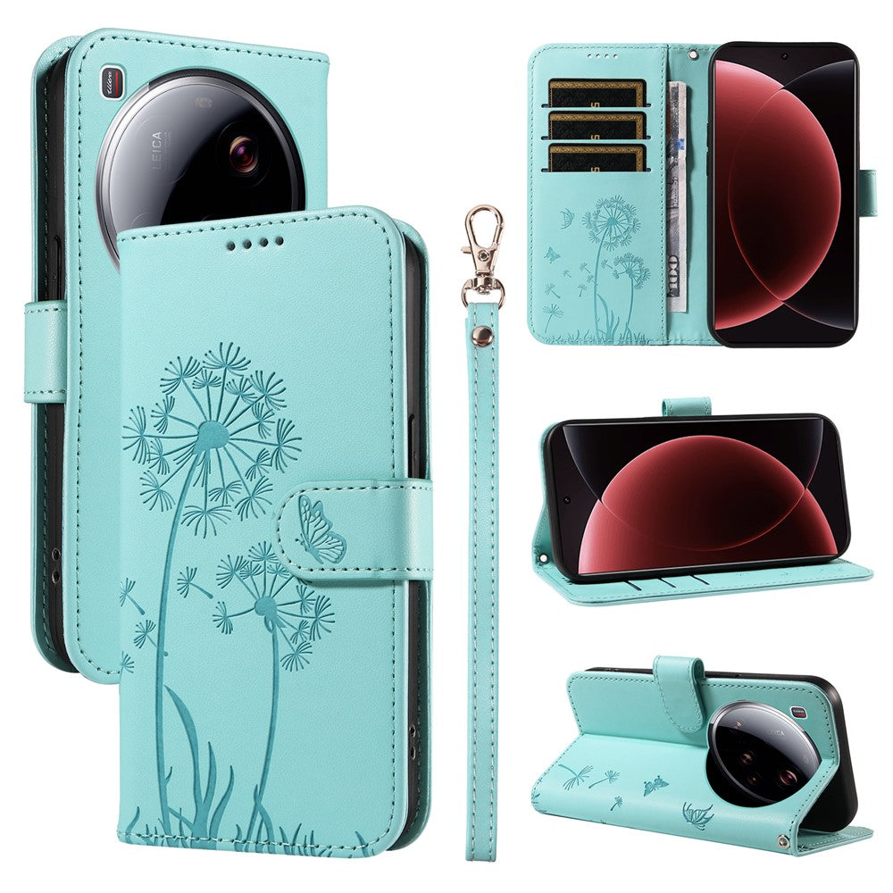 For Xiaomi 15 Ultra Leather Wallet Case with Strap Dandelion Imprint Phone Stand Cover