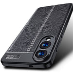 Til Samsung Galaxy S25 Edge cover, litchi-tekstur, fleksibel TPU-telefoncover, sort