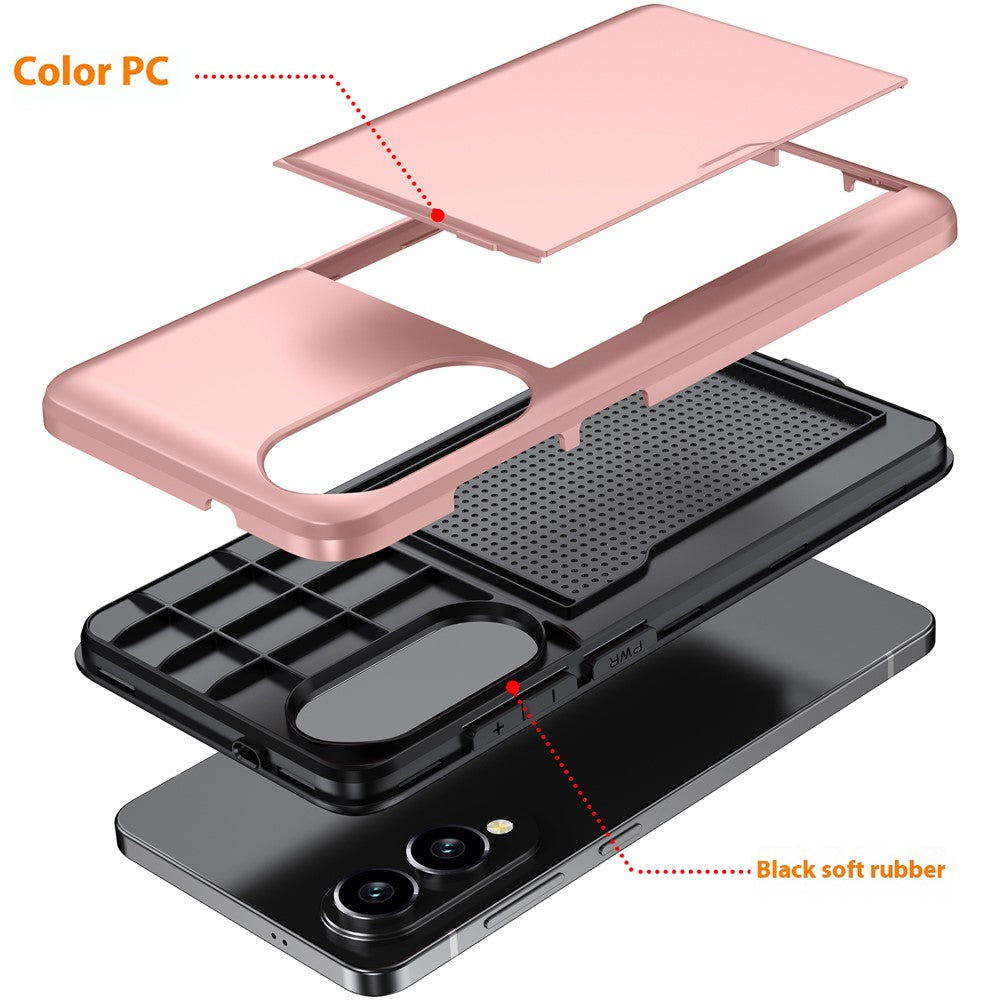 Til Samsung Galaxy S25 Edge cover med kortholder TPU + PC telefonbagcover