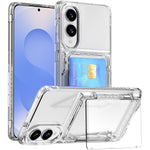Til Samsung Galaxy S25 Edge Klart Cover PC + TPU Telefoncover Kortholder Støtteben