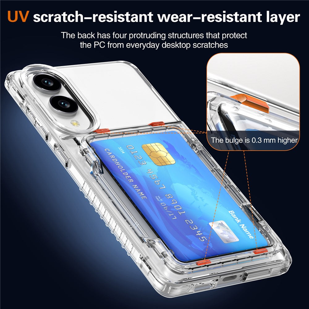 For Samsung Galaxy S25 Edge Clear Case PC + TPU Phone Cover Card Holder Kickstand