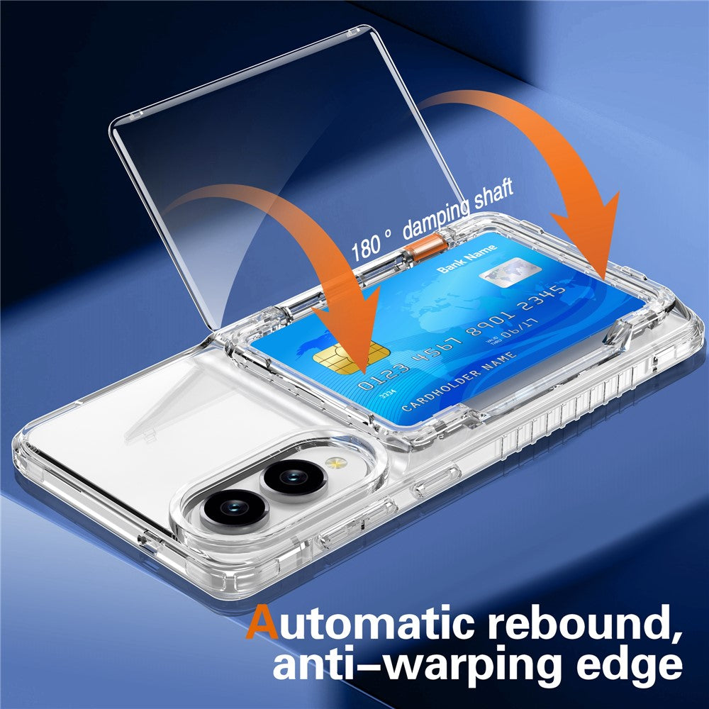 Til Samsung Galaxy S25 Edge Klart Cover PC + TPU Telefoncover Kortholder Støtteben