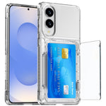 Til Samsung Galaxy S25 Edge Klart Cover PC + TPU Telefoncover Kortholder Støtteben