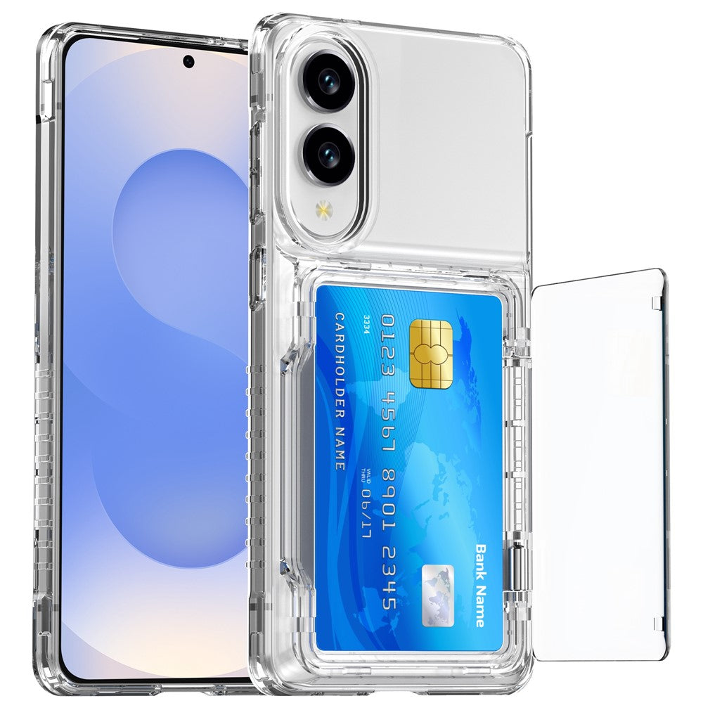 For Samsung Galaxy S25 Edge Clear Case PC + TPU Phone Cover Card Holder Kickstand