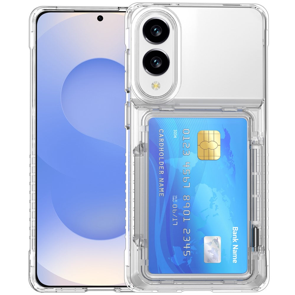 Til Samsung Galaxy S25 Edge Klart Cover PC + TPU Telefoncover Kortholder Støtteben
