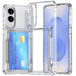 For Samsung Galaxy S25 Edge Clear Case PC + TPU Phone Cover Card Holder Kickstand