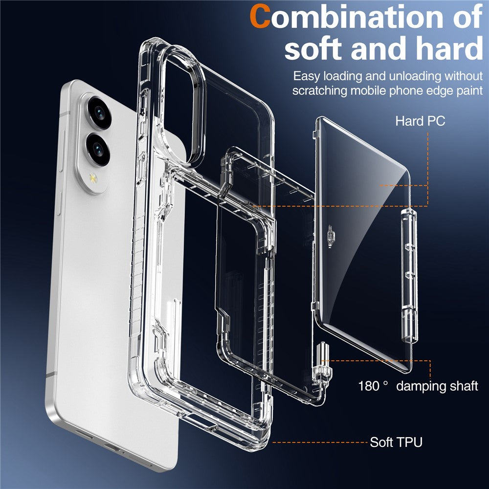 For Samsung Galaxy S25 Edge Clear Case PC + TPU Phone Cover Card Holder Kickstand