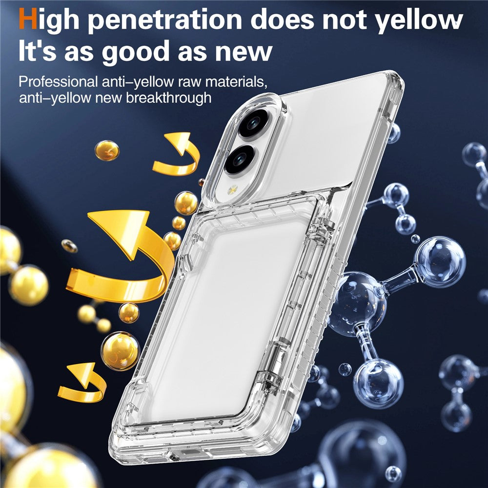 Til Samsung Galaxy S25 Edge Klart Cover PC + TPU Telefoncover Kortholder Støtteben