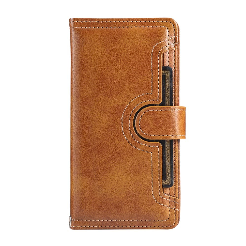 For Samsung Galaxy S25 Edge Case Split Leather Magnetic Wallet Phone Protector with Wrist Strap