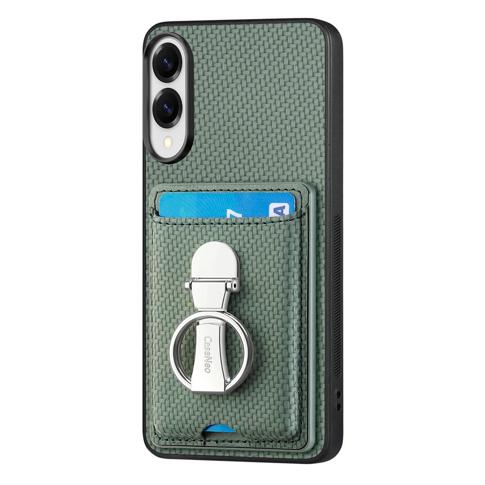 CASENEO För Samsung Galaxy S25 Edge Läderfodral med Stöd och Kortfack Kolfiberstruktur