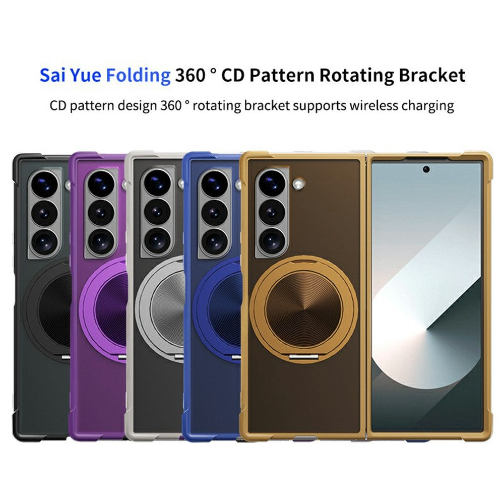 Til Samsung Galaxy Z Fold5 5G Magnetisk Etui CD Vein Støttefod TPU + PC Telefoncover