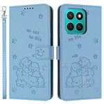 Honor X8c 4G Pung Etui med Katteprægning Læder Telefoncover med Rem