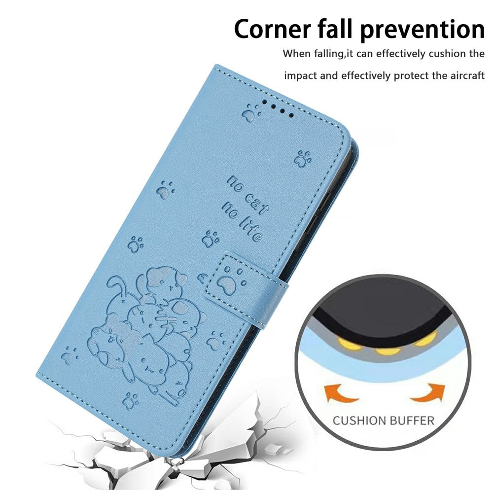 Honor X8c 4G Pung Etui med Katteprægning Læder Telefoncover med Rem