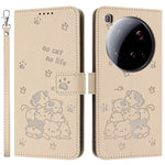 For Xiaomi 15 Ultra Wallet Case Cats Imprint Leather Phone Cover with Strap
