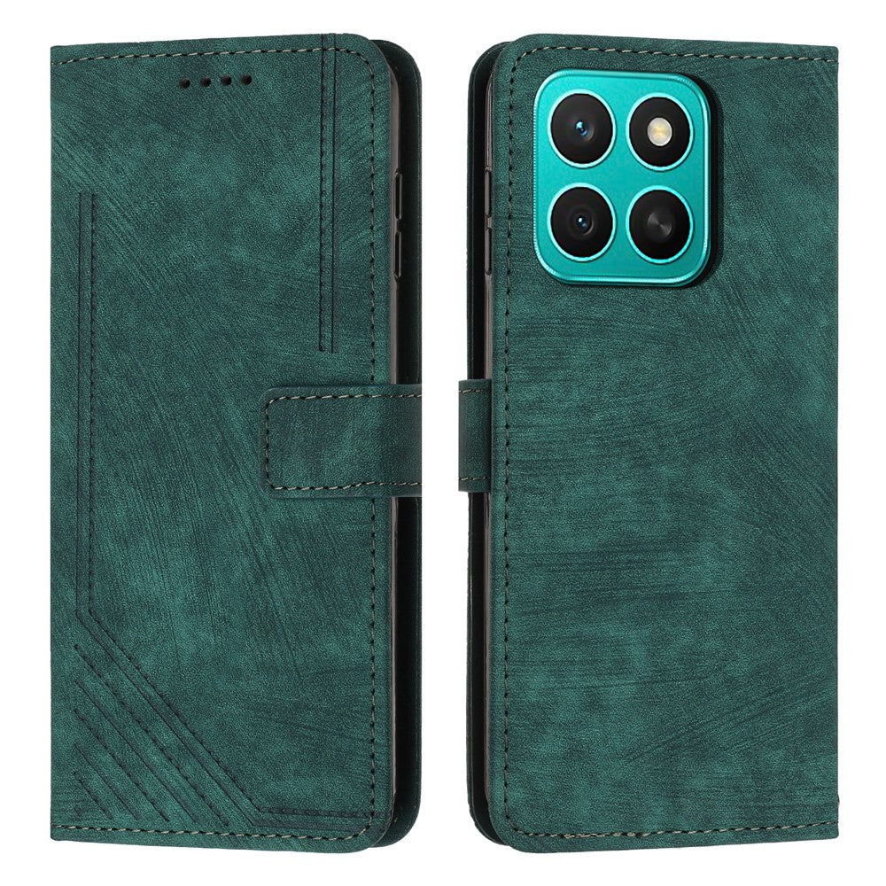 Honor X8c 4G Etui Imprintet Linjer Læder Telefon Cover med Stand
