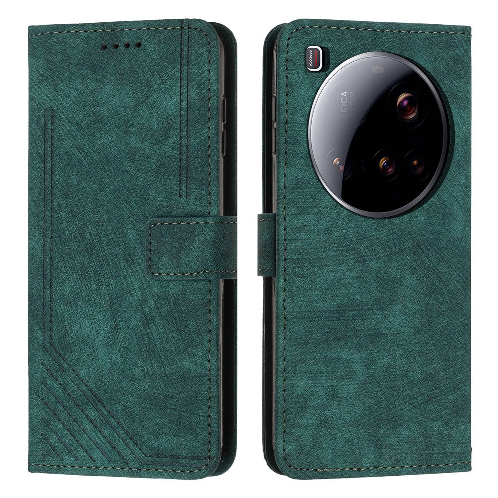 For Xiaomi 15 Ultra Case Imprinted Lines Leather Phone Cover with Stand