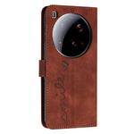 For Xiaomi 15 Ultra Case Viewing Stand PU Leather Phone Cover Imprinted Heart Pattern