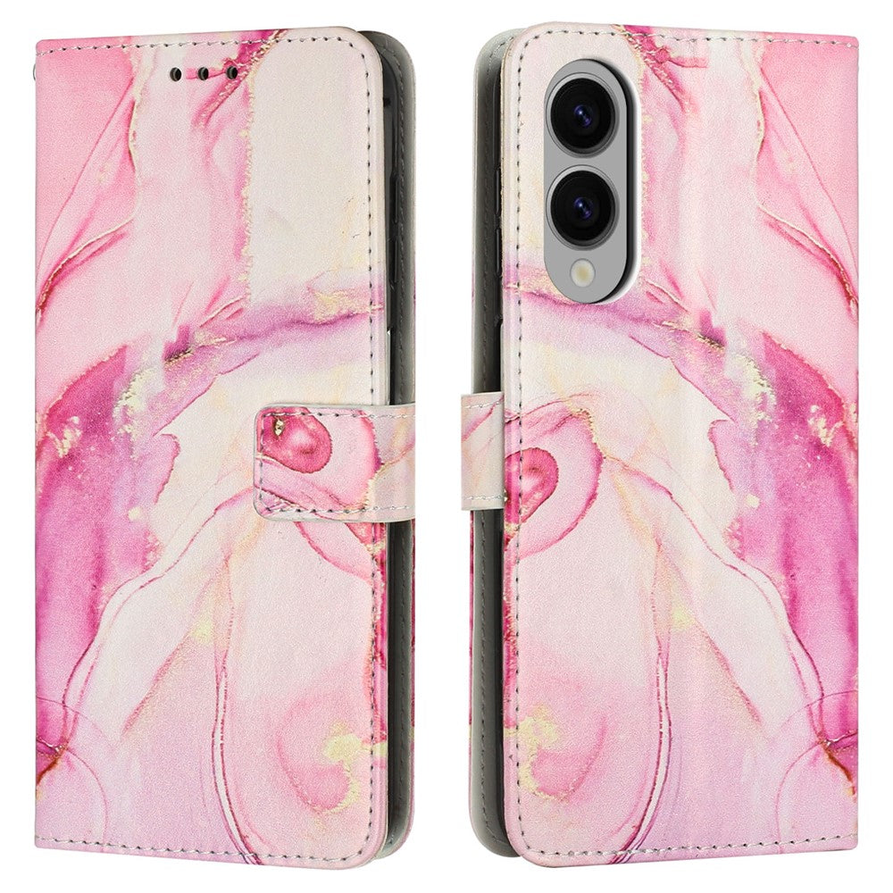 For Samsung Galaxy S25 Edge Stand Case Marble Pattern PU Leather Wallet Phone Cover