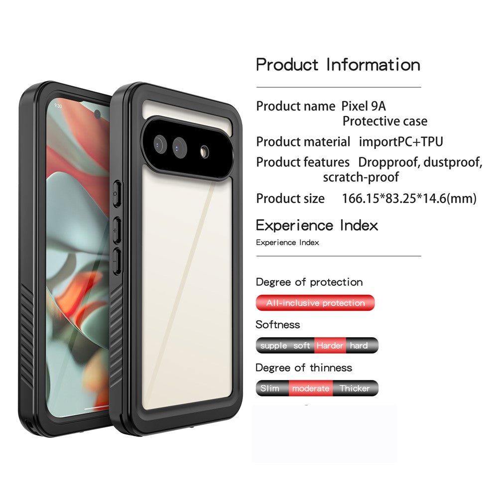 REDPEPPER FS Series For Google Pixel 9a Case IP68 Waterproof Clear Back Panel Phone Cover