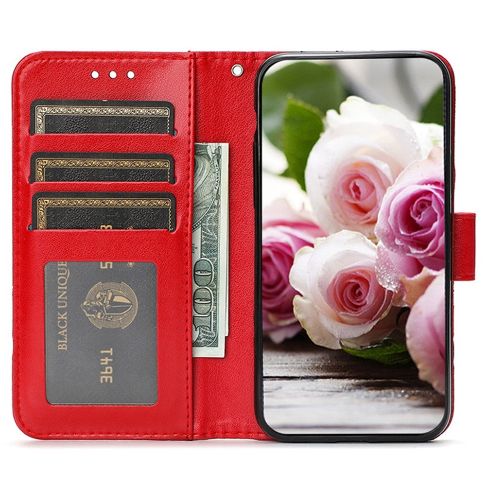 For Samsung Galaxy S23+ Case Wallet Stand Imprinted Rose Butterfly PU Leather Phone Cover