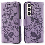 For Samsung Galaxy S23+ Case Wallet Stand Imprinted Rose Butterfly PU Leather Phone Cover