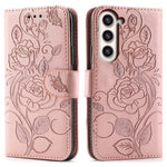 For Samsung Galaxy S23+ Case Wallet Stand Imprinted Rose Butterfly PU Leather Phone Cover