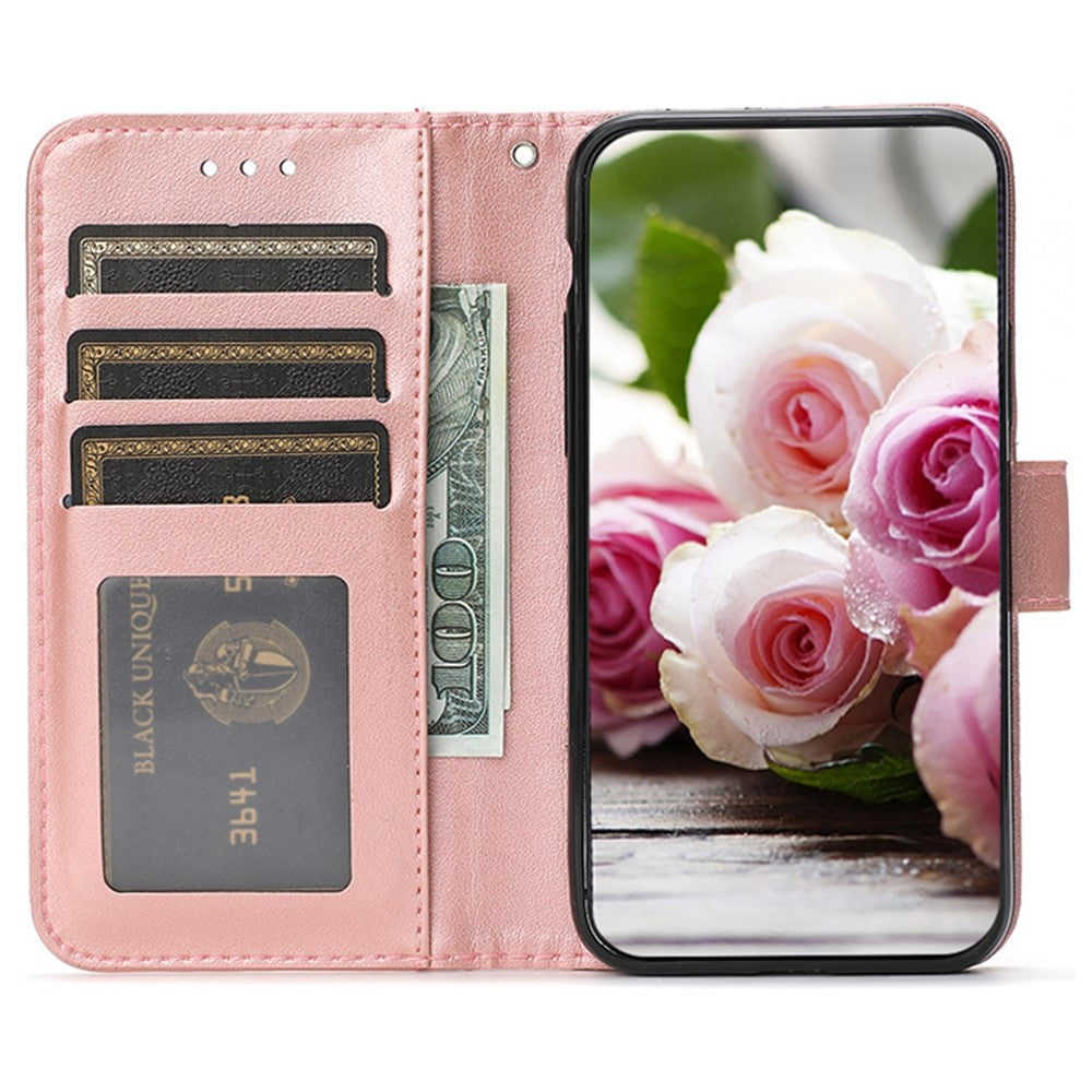 For Xiaomi Redmi Note 13 Pro 5G / Poco X6 5G Case Wallet Stand Imprinted Rose Butterfly PU Leather Phone Cover