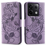 For Xiaomi Redmi Note 13 Pro 5G / Poco X6 5G Case Wallet Stand Imprinted Rose Butterfly PU Leather Phone Cover