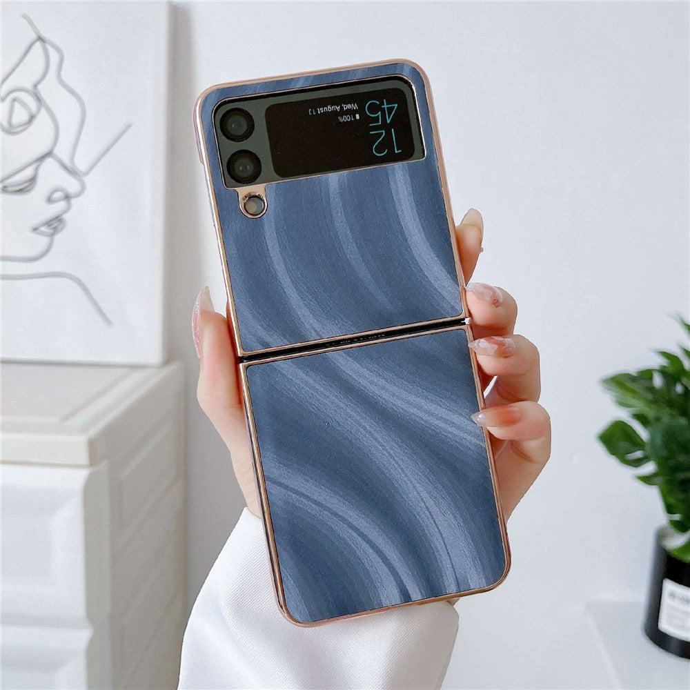 For Samsung Galaxy Z Flip4 5G Milky Way Series Anti-scratch Nano Electroplating Phone Case PU Leather Coated Hard PC Cover