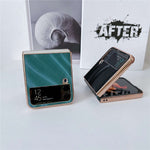 For Samsung Galaxy Z Flip4 5G Milky Way Series Anti-scratch Nano Electroplating Phone Case PU Leather Coated Hard PC Cover