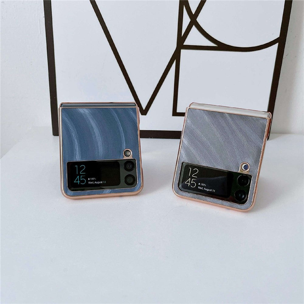 For Samsung Galaxy Z Flip4 5G Milky Way Series Anti-scratch Nano Electroplating Phone Case PU Leather Coated Hard PC Cover