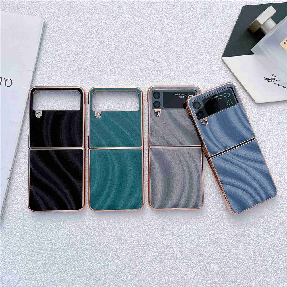 For Samsung Galaxy Z Flip4 5G Milky Way Series Anti-scratch Nano Electroplating Phone Case PU Leather Coated Hard PC Cover