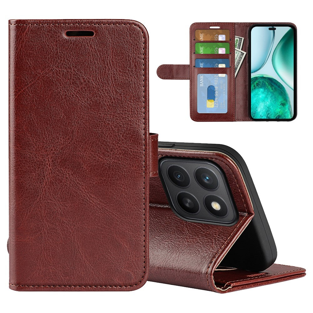 For Honor X8c 4G Case Crazy Horse Texture Stand Leather Phone Cover