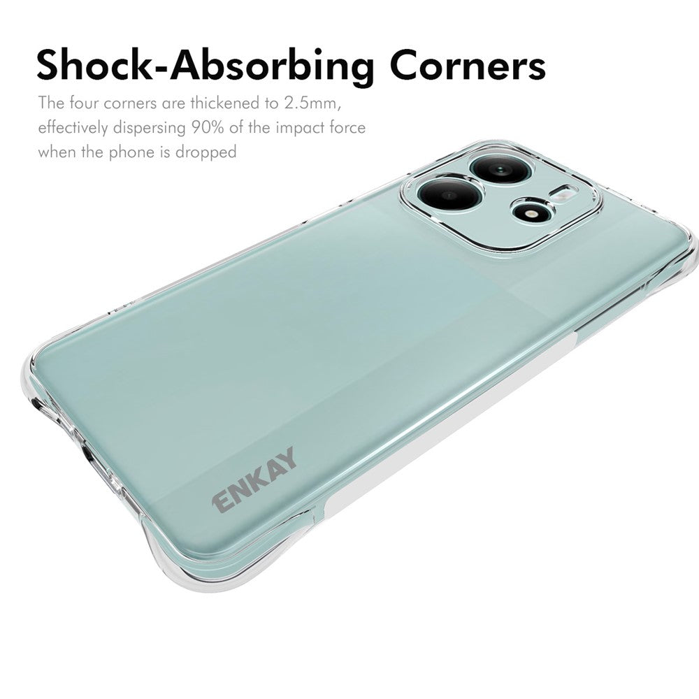 ENKAY HAT PRINCE För Xiaomi Redmi Note 14 4G (164.84mm) Genomskinligt mobilskal Stötsäkert Halkfritt TPU-Skal
