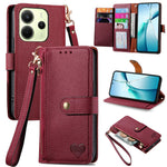 For Xiaomi Redmi Note 14 4G (164.84mm) Case RFID Blocking Zipper Pocket Leather Wallet Phone Cover with Strap