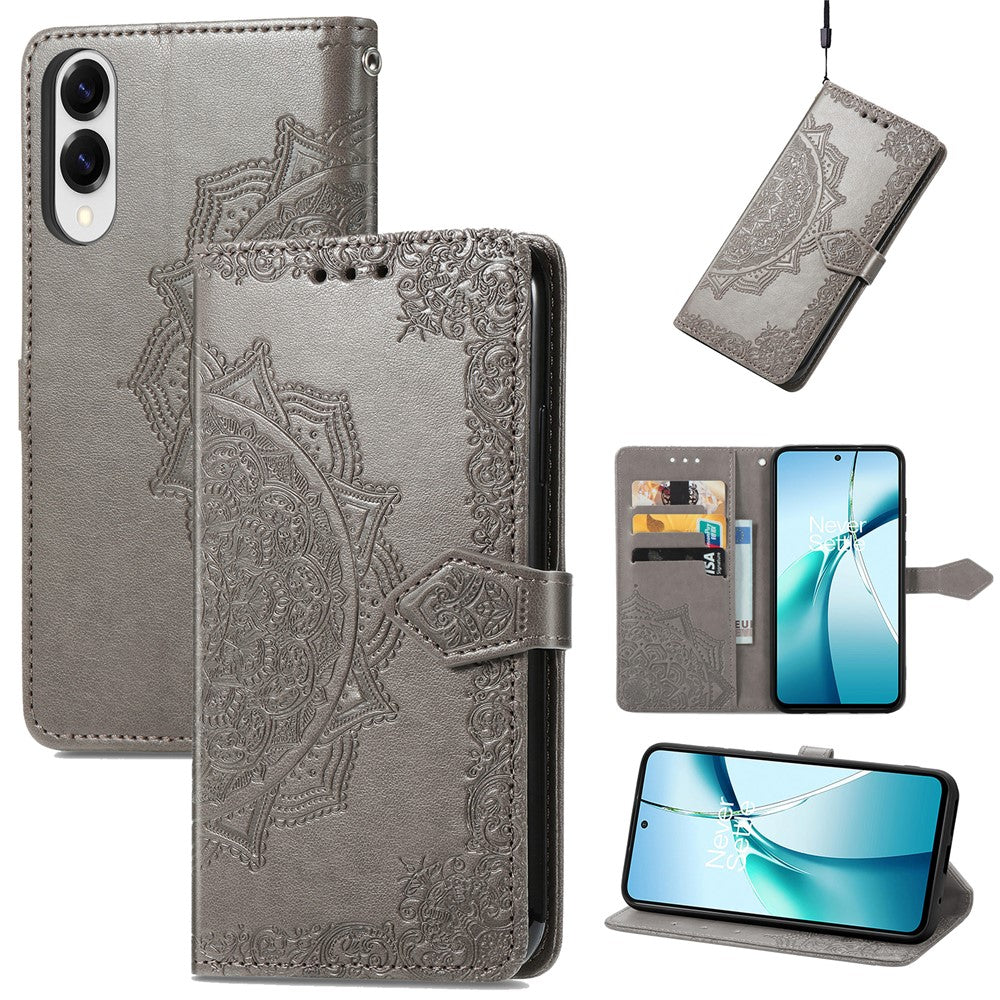 Til Samsung Galaxy S25 Edge Pung Etui Mandala Blomst Læder Telefon Cover Stativ