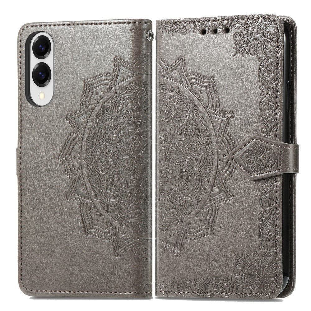 Til Samsung Galaxy S25 Edge Pung Etui Mandala Blomst Læder Telefon Cover Stativ