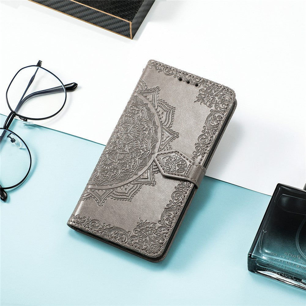 Til Samsung Galaxy S25 Edge Pung Etui Mandala Blomst Læder Telefon Cover Stativ