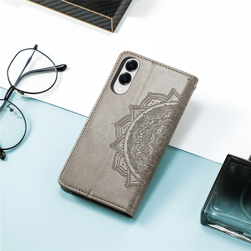 Til Samsung Galaxy S25 Edge Pung Etui Mandala Blomst Læder Telefon Cover Stativ