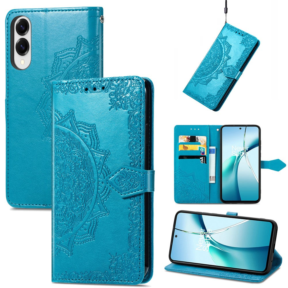 Til Samsung Galaxy S25 Edge Pung Etui Mandala Blomst Læder Telefon Cover Stativ